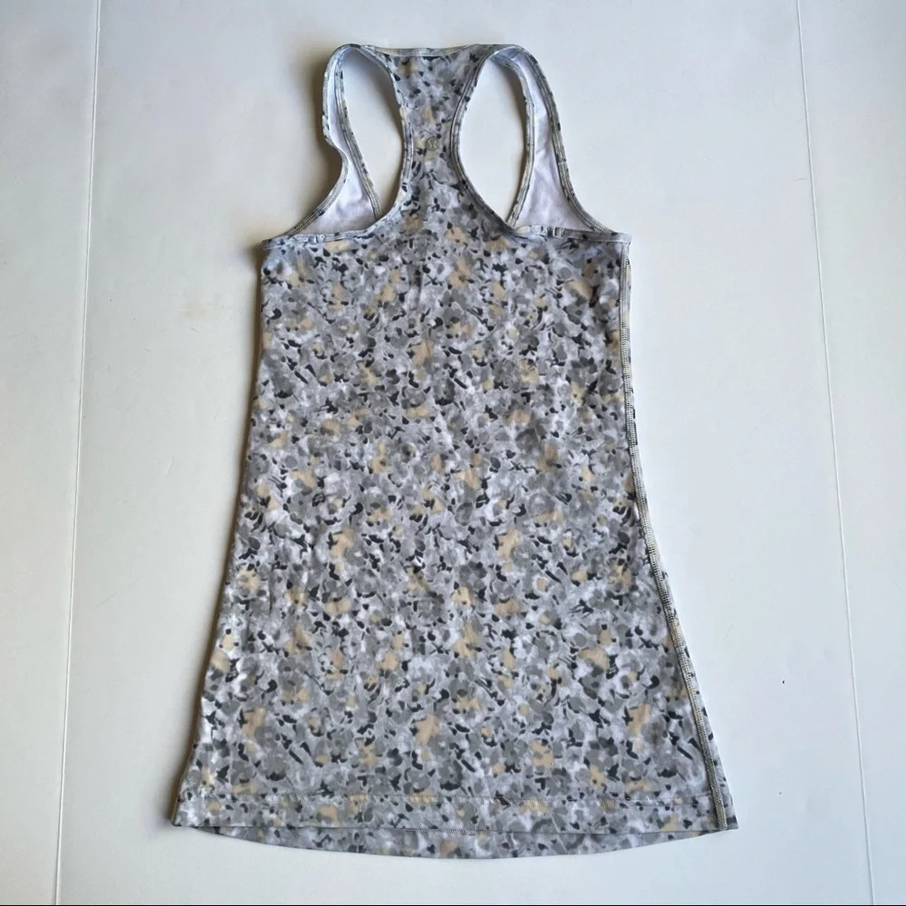 Lululemon Gray Floral Pattern Cool Racerback 4 - Picture 2 of 3